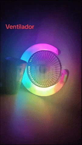 Ventilador de mesa portátil blanco con luz RGB